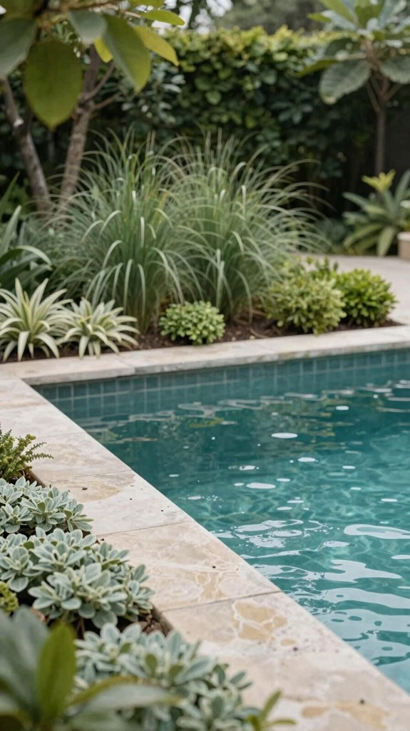 layered plantings for soft pool edges