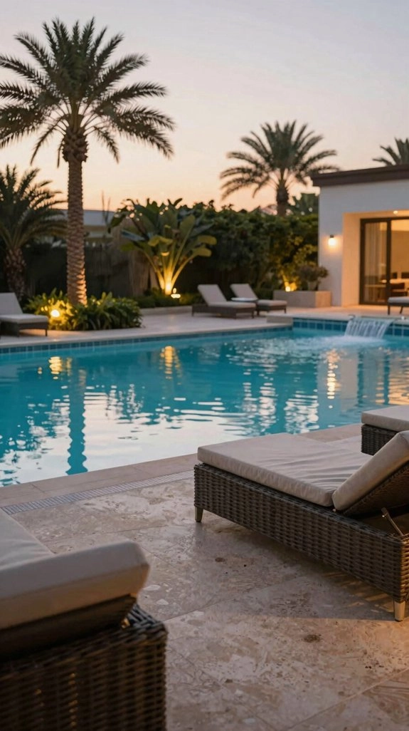 layered resort style pool lighting