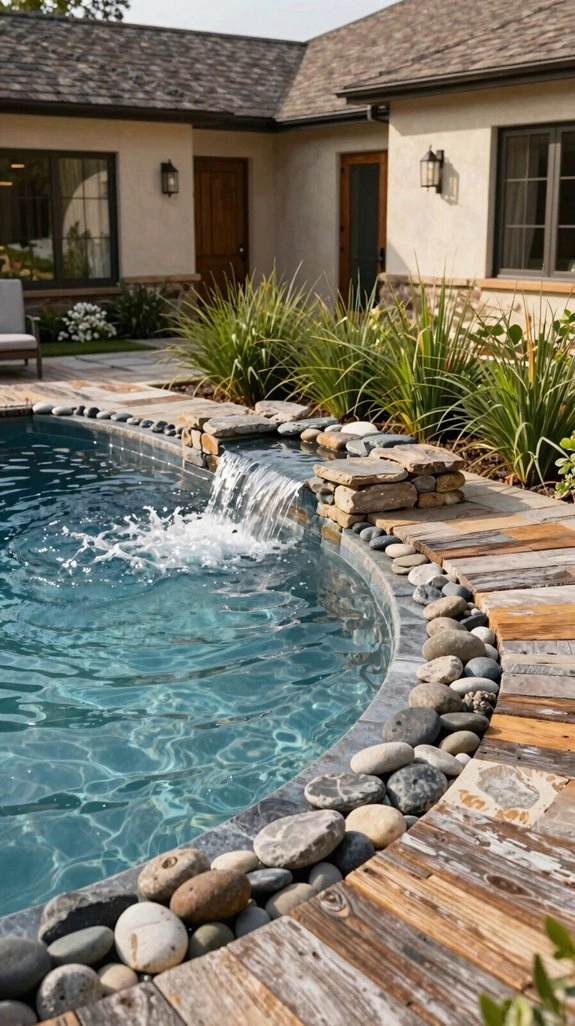 modern home smooth stone grasses