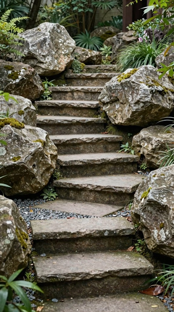 natural boulder stone steps