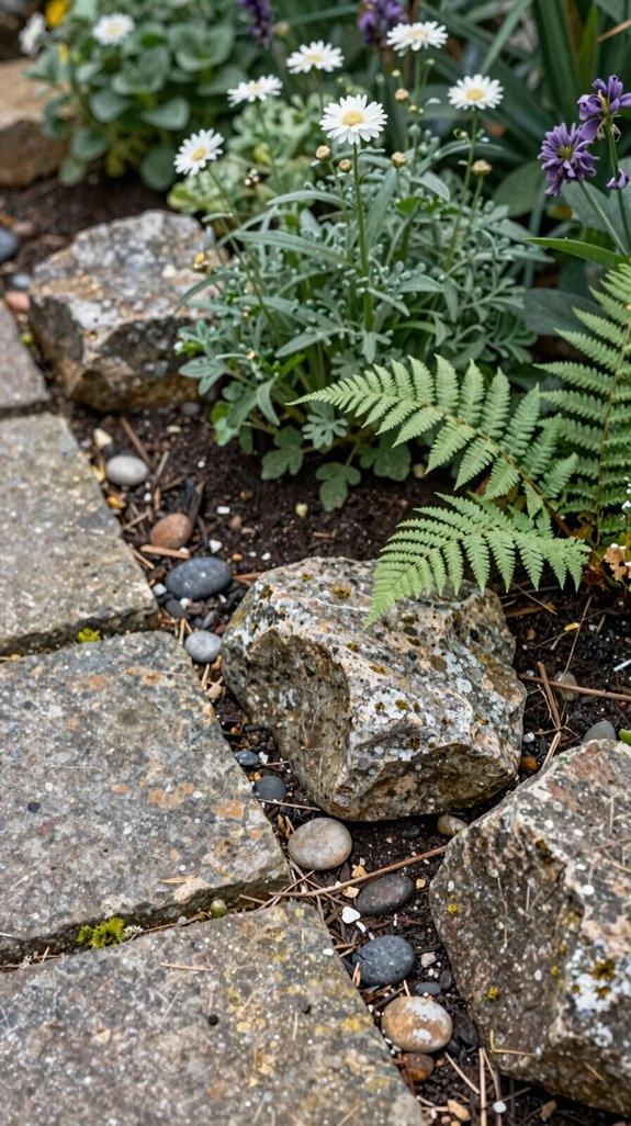 natural stone flower bed edging