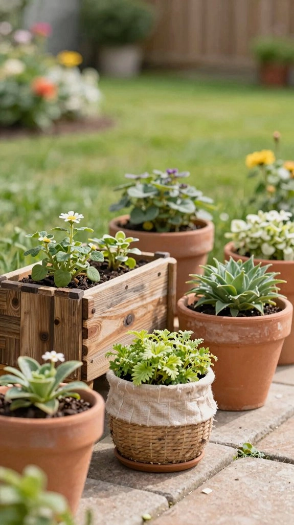 painted diy planters drainage