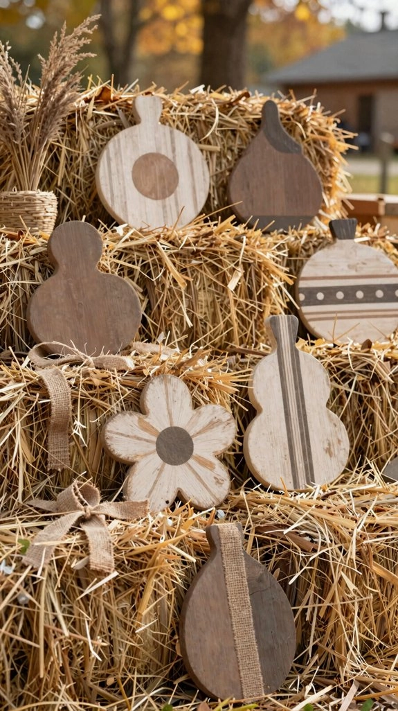 playful painted hay bale fall decor