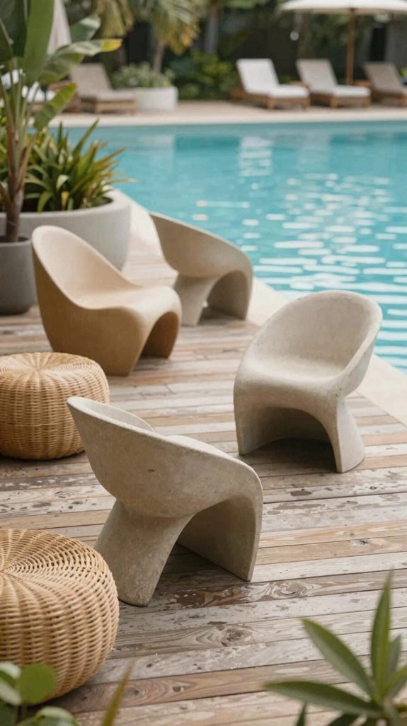 sculptural resort seating poolside