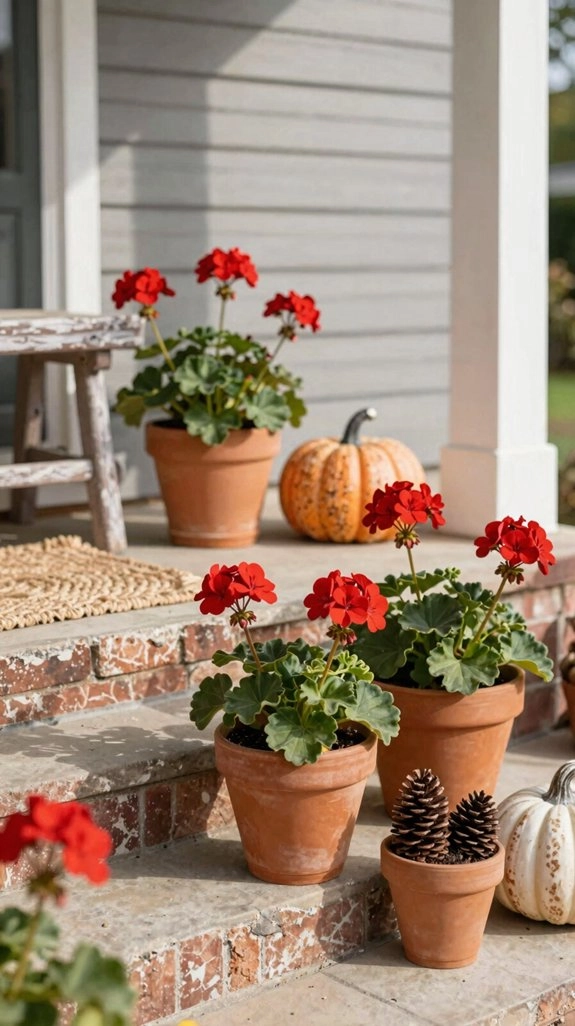 seasonal accents for red geraniums