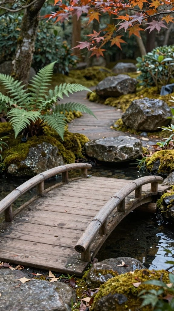 small arched koi pond bridge
