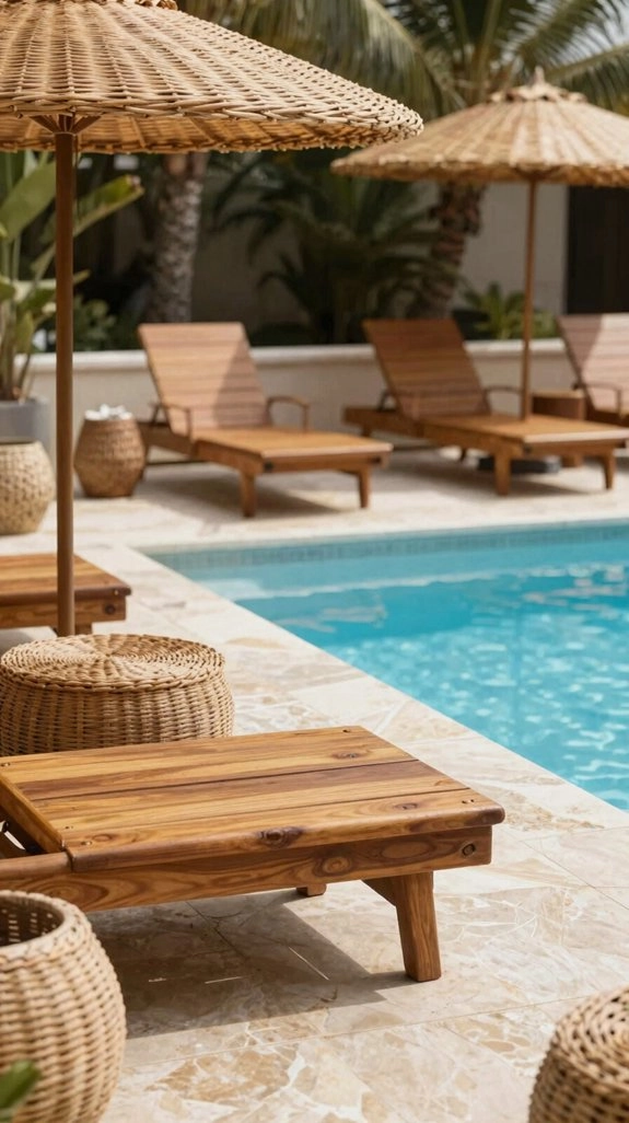 teak stone woven resort feel