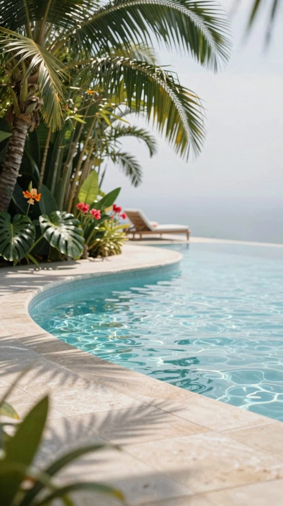 tropical plants create pool oasis
