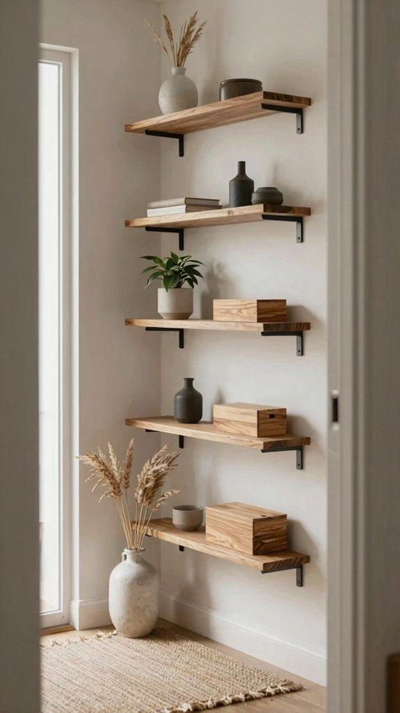 wall mounted entry shelf organization