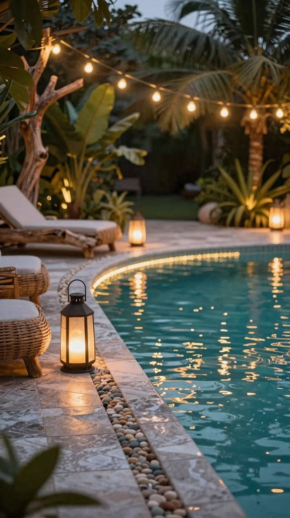 warm string lights pool glow