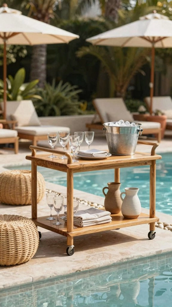 waterproof locked poolside bar carts