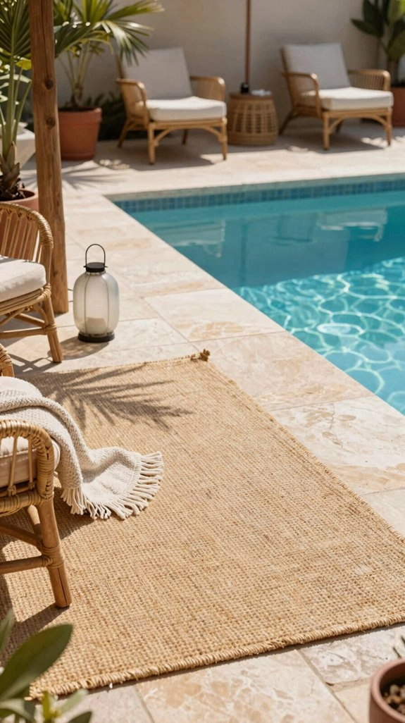 weatherproof non slip pool rug