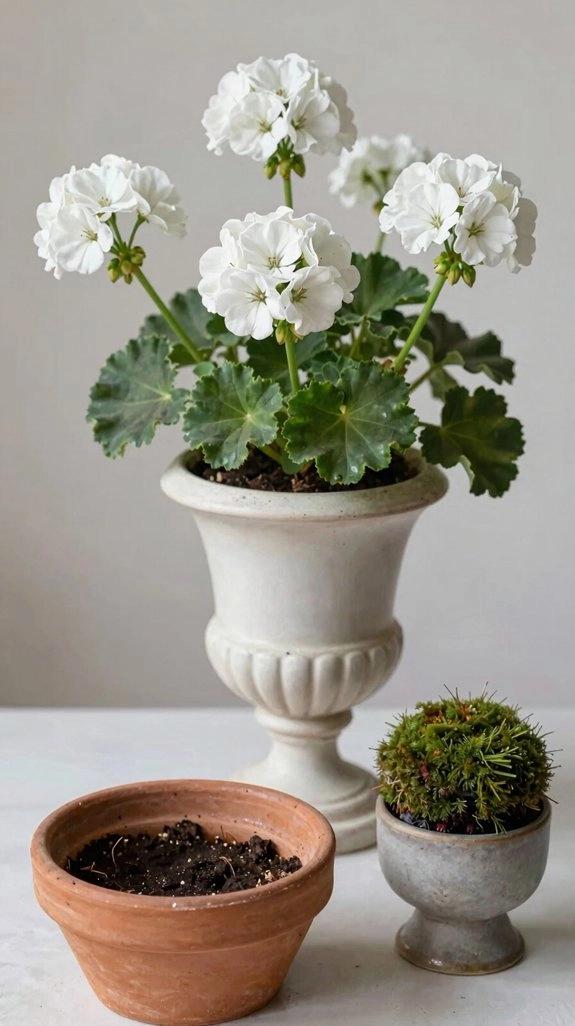white geraniums for a clean look