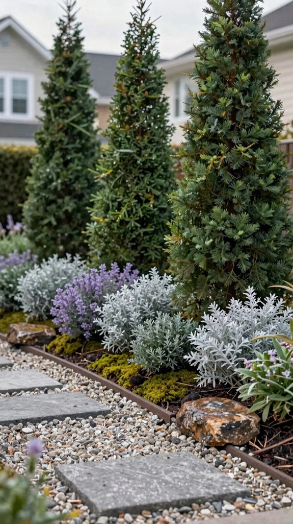 year round evergreen frontyard structure