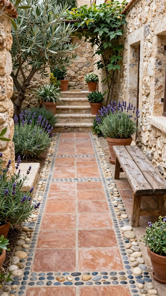 artistic pebble mosaic pathways