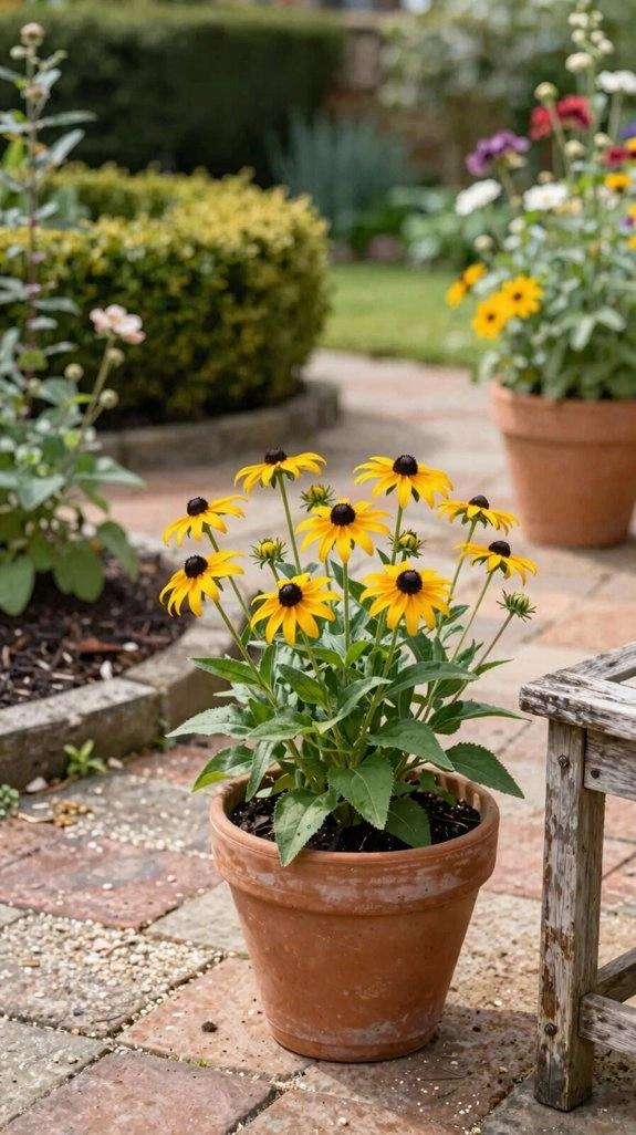 black eyed susans in pots