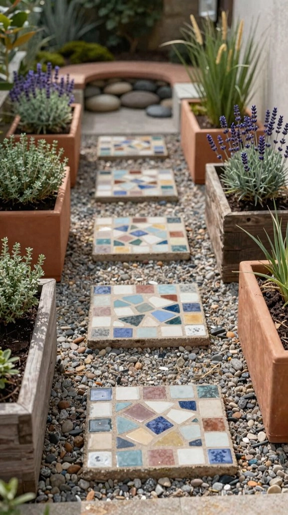 broken porcelain mosaic stepping stones