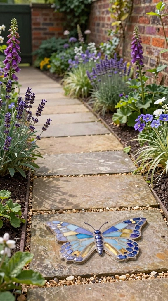 cheerful butterfly tile stepping stone