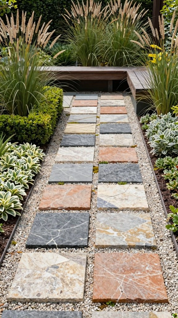 circle spiral mosaic stepping stones