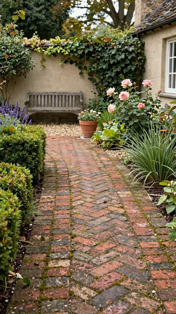 classic brick zigzag patio edging
