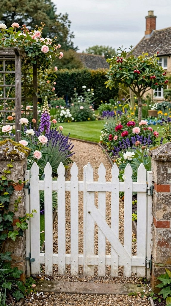 classic white picket garden gate