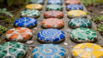 colorful mosaic stepping stones