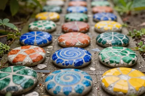 colorful mosaic stepping stones