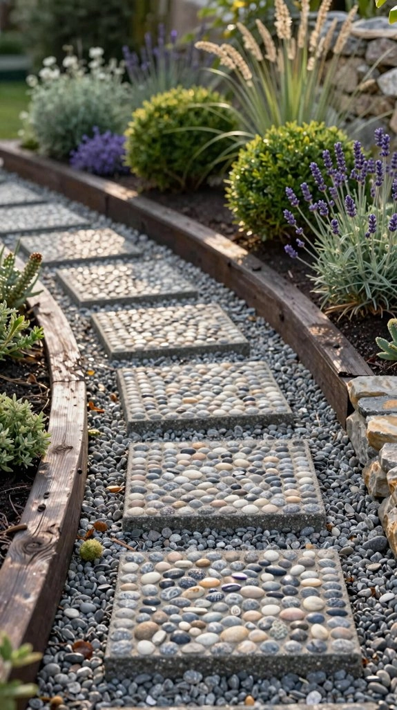 colorful pebble mosaic path