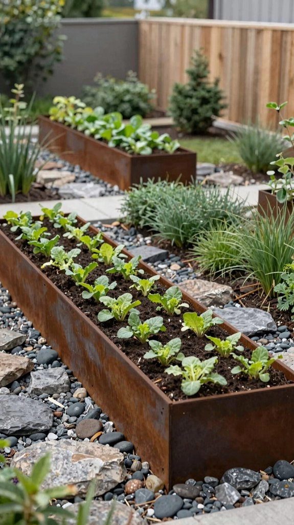 comfortable raised metal garden beds