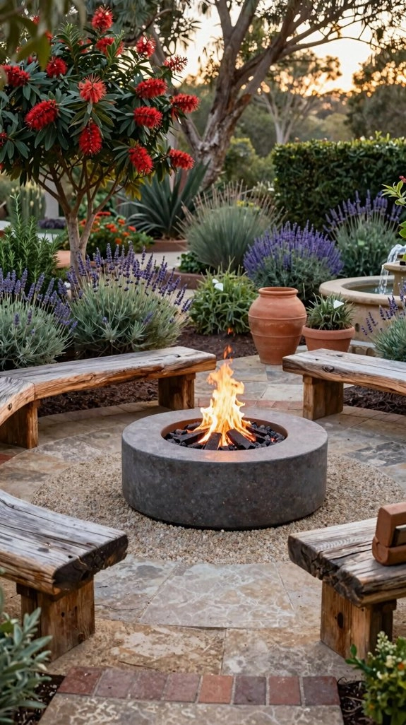 cozy curved fire pit seating