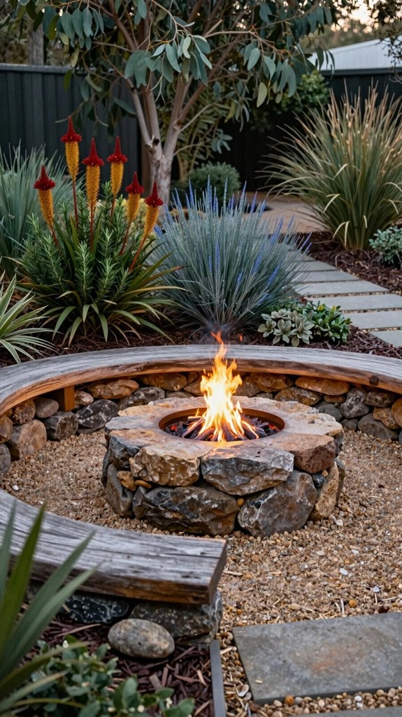 cozy fire pit corner seating