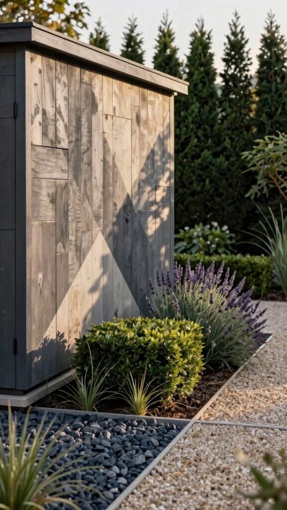 crisp geometric shapes on shed