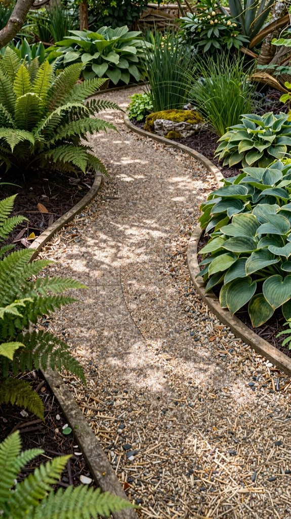 curved stepping stone woodland path