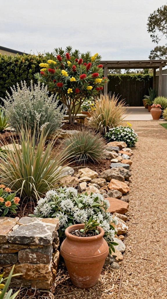 deep drip mulched native planting