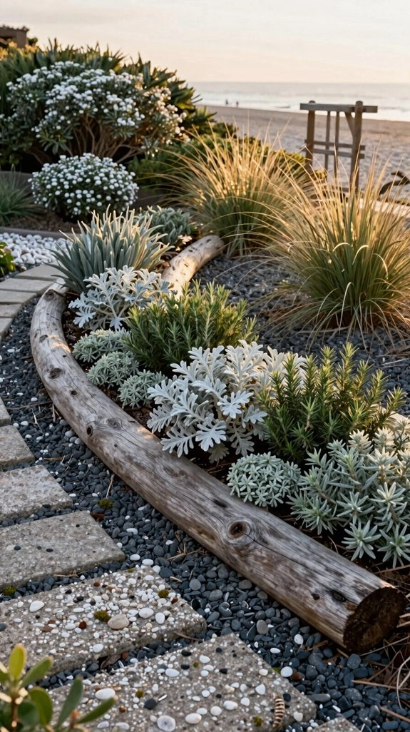 driftwood coastal garden display ideas