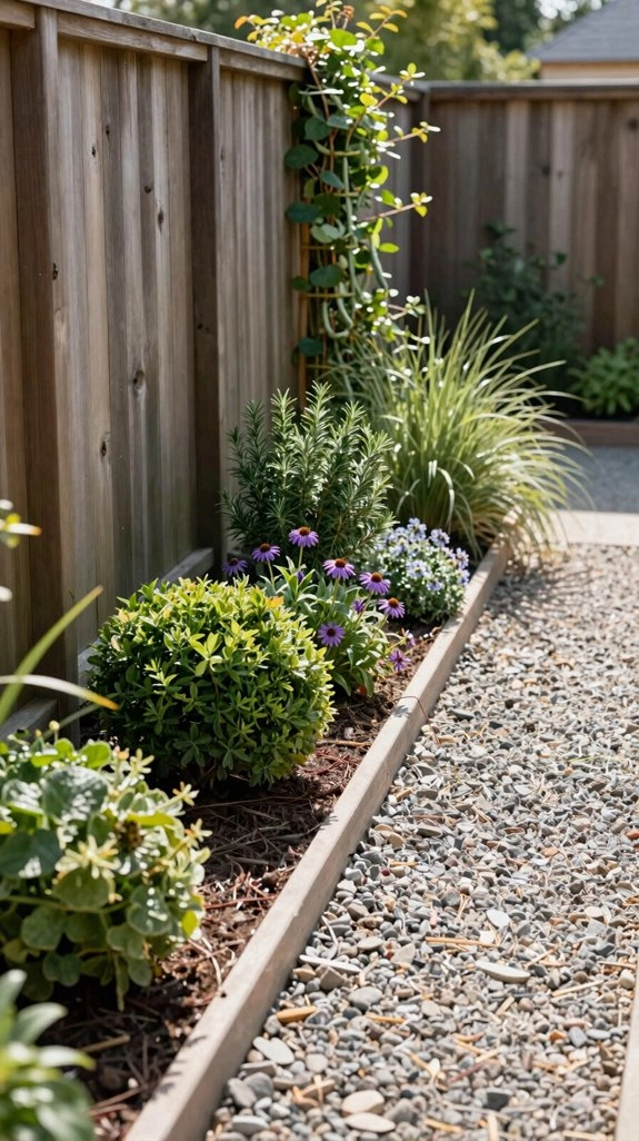 fence line l shaped trellis beds