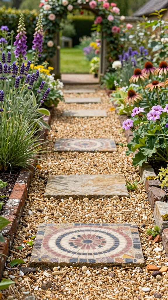 floral mosaic stepping stones