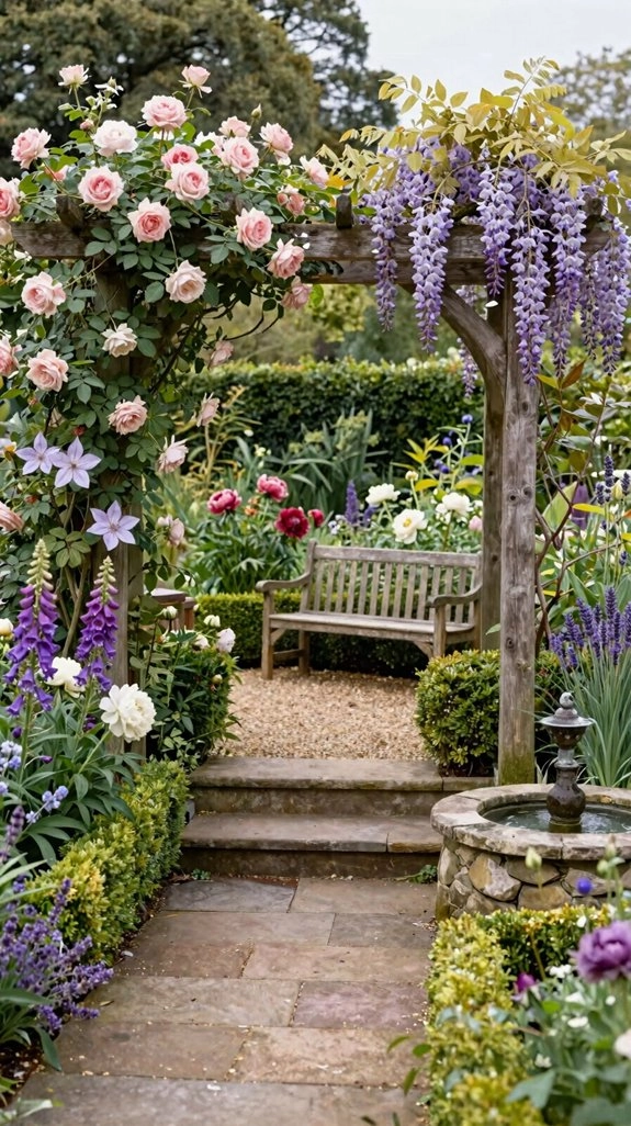 flowering vined privacy pergola