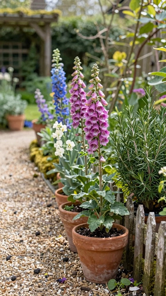 foxgloves in dappled shade
