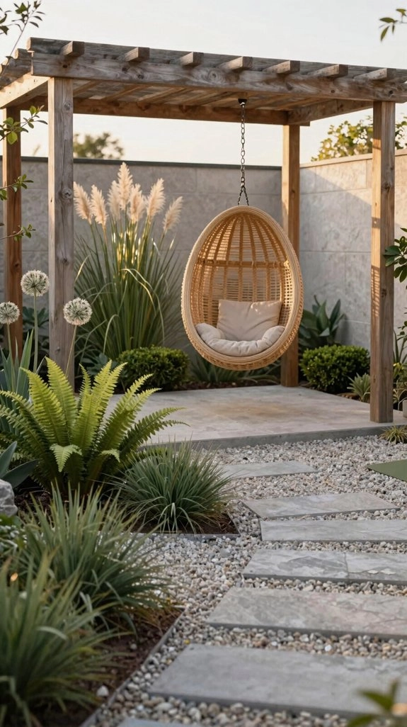 garden pergola egg chair nook