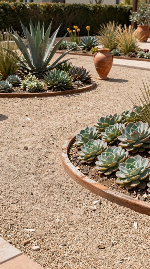 gravel and succulent garden bed