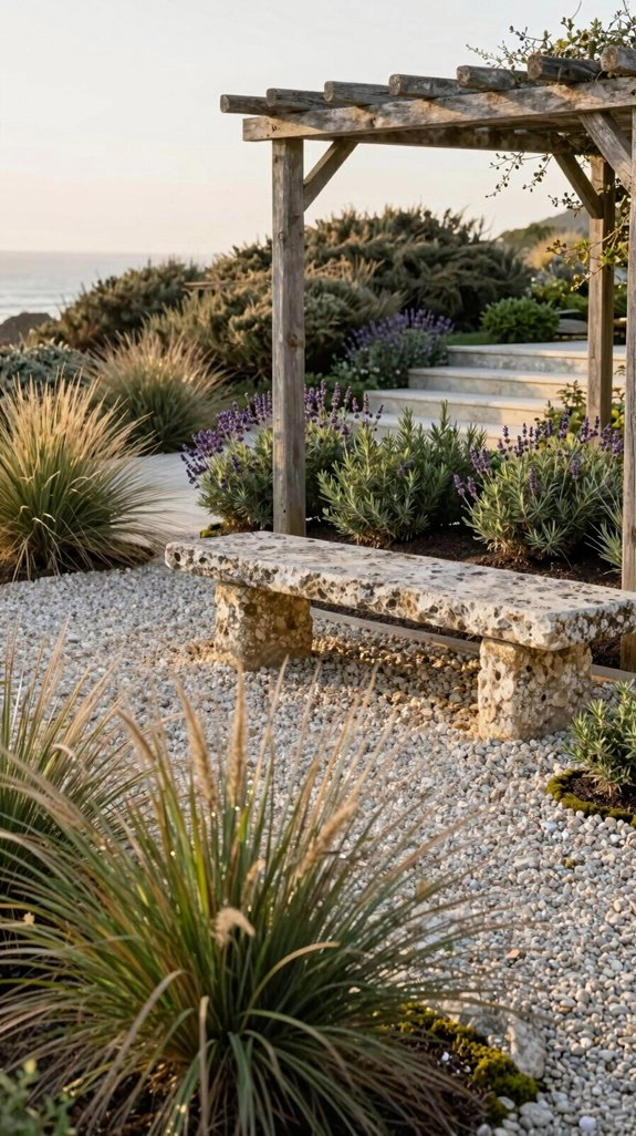 ice resistant stone garden bench