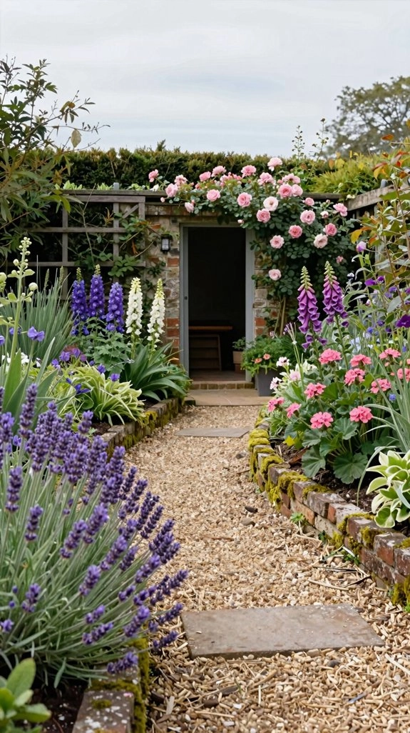 layered cottage garden border