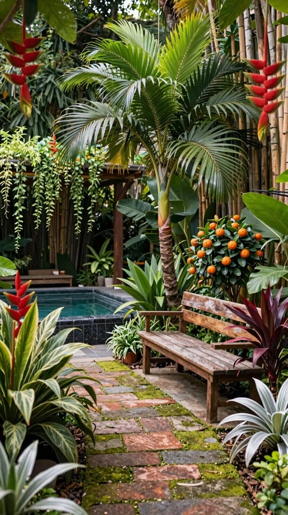 layered jungle container plants