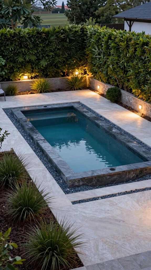 layered poolside string lighting