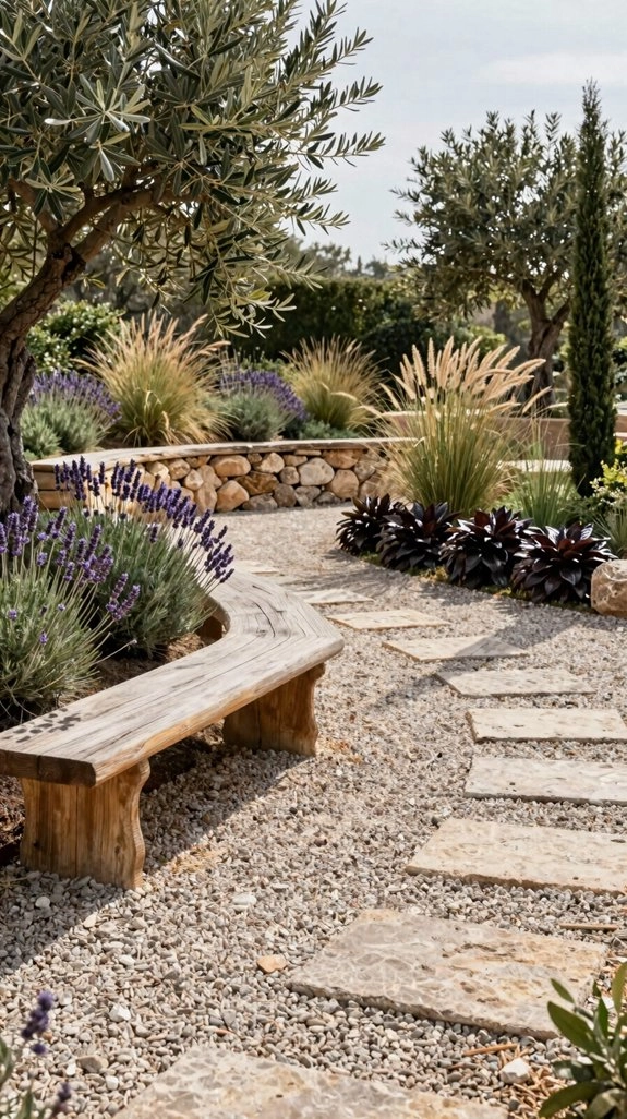 level gravel lounge area