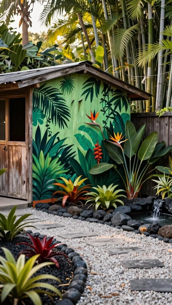 lush jungle shed mural