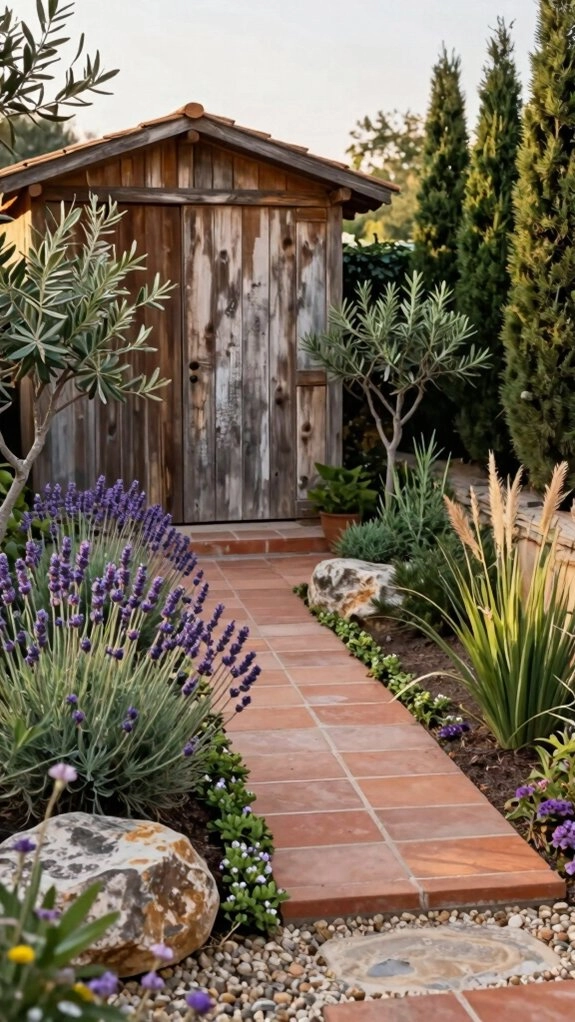 mediterranean herb shed mural