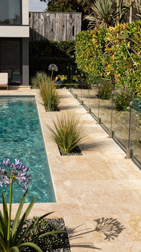 minimal post glass pool safety fence