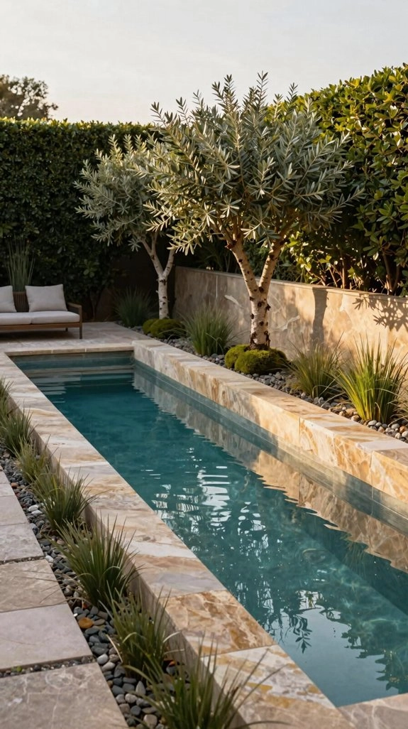 minimalist narrow courtyard pool